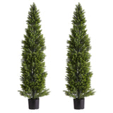 Artificial Trees: VEVOR Artificial Topiary Cedar Trees, 2 Set 1524mm Faux Pine Shrubs Plants, Fake Silk Tree Look Real, Easy Assembly for Decor Front Porch Outdoor Patio Garden Balcony Backyard Indoor Office
