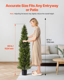 Artificial Trees: VEVOR Artificial Topiary Cedar Trees, 2 Set 1524mm Faux Pine Shrubs Plants, Fake Silk Tree Look Real, Easy Assembly for Decor Front Porch Outdoor Patio Garden Balcony Backyard Indoor Office