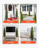 Artificial Trees: VEVOR Artificial Topiary Cedar Trees, 2 Set 1524mm Faux Pine Shrubs Plants, Fake Silk Tree Look Real, Easy Assembly for Decor Front Porch Outdoor Patio Garden Balcony Backyard Indoor Office