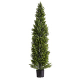 Artificial Trees: VEVOR Artificial Topiary Cedar Trees, 2 Set 1524mm Faux Pine Shrubs Plants, Fake Silk Tree Look Real, Easy Assembly for Decor Front Porch Outdoor Patio Garden Balcony Backyard Indoor Office