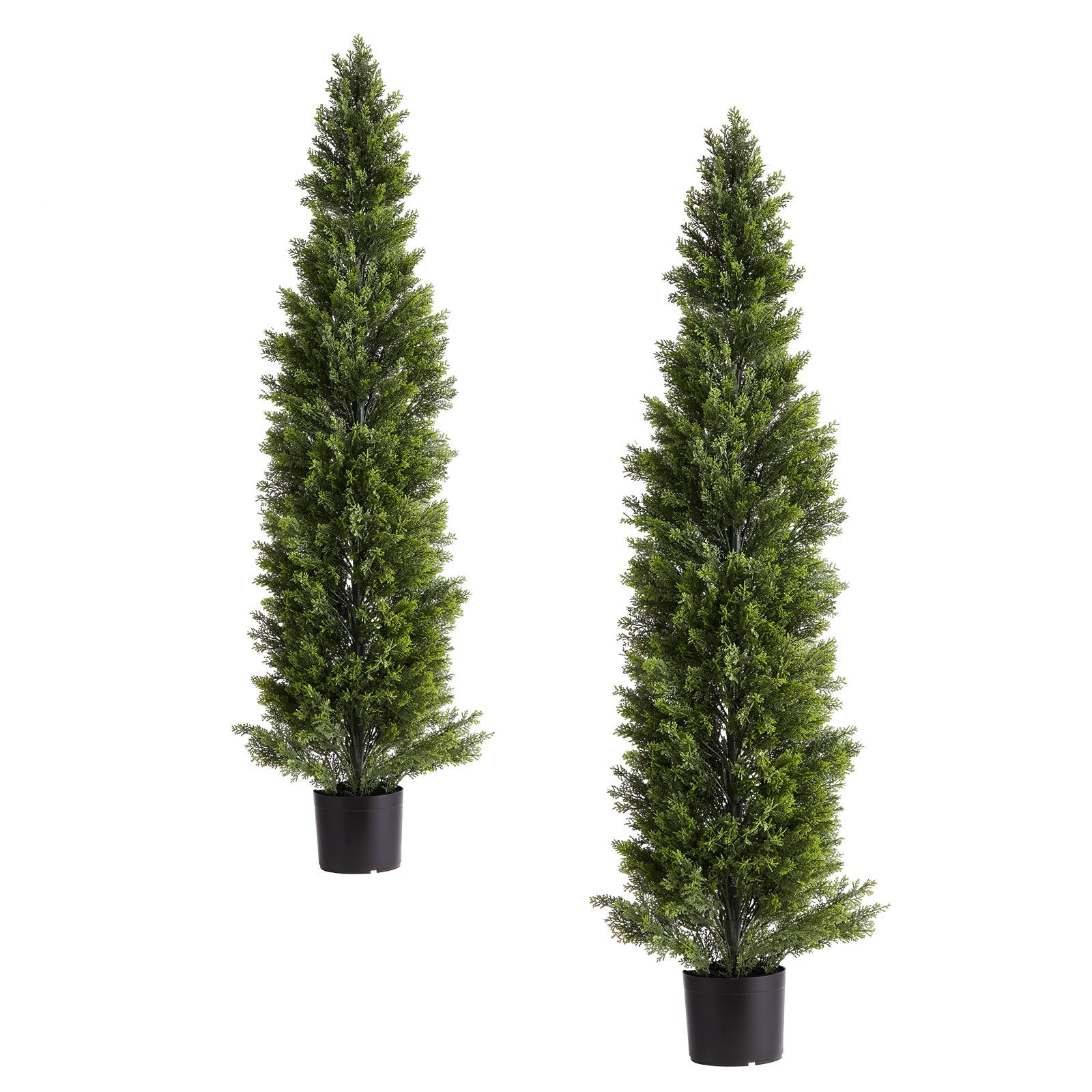 Artificial Trees: VEVOR Artificial Topiary Cedar Trees, 2 Set 1524mm Faux Pine Shrubs Plants, Fake Silk Tree Look Real, Easy Assembly for Decor Front Porch Outdoor Patio Garden Balcony Backyard Indoor Office