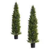 Artificial Trees: VEVOR Artificial Topiary Cedar Trees, 2 Set 1524mm Faux Pine Shrubs Plants, Fake Silk Tree Look Real, Easy Assembly for Decor Front Porch Outdoor Patio Garden Balcony Backyard Indoor Office