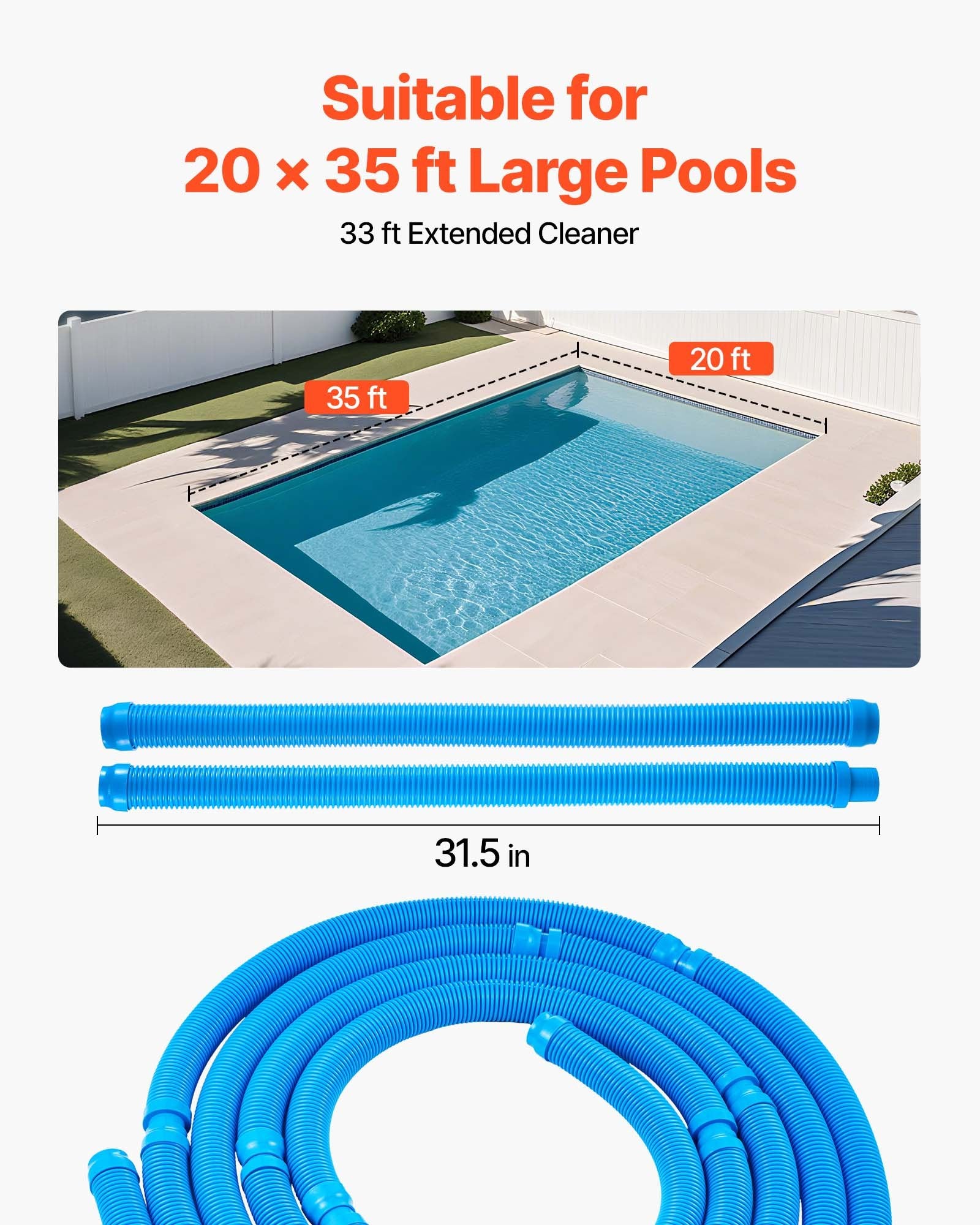 Pool Sweeps & Vacuums: VEVOR Suction Pool Cleaner, Automatic Pool Vacuum Cleaner, Suction Side Automatic Pool Cleaner, Suction Vacuum Pool Sweeper with 12 Hoses, for In-ground and Above-ground Pool Up to 609.6 x 1066.8 cm