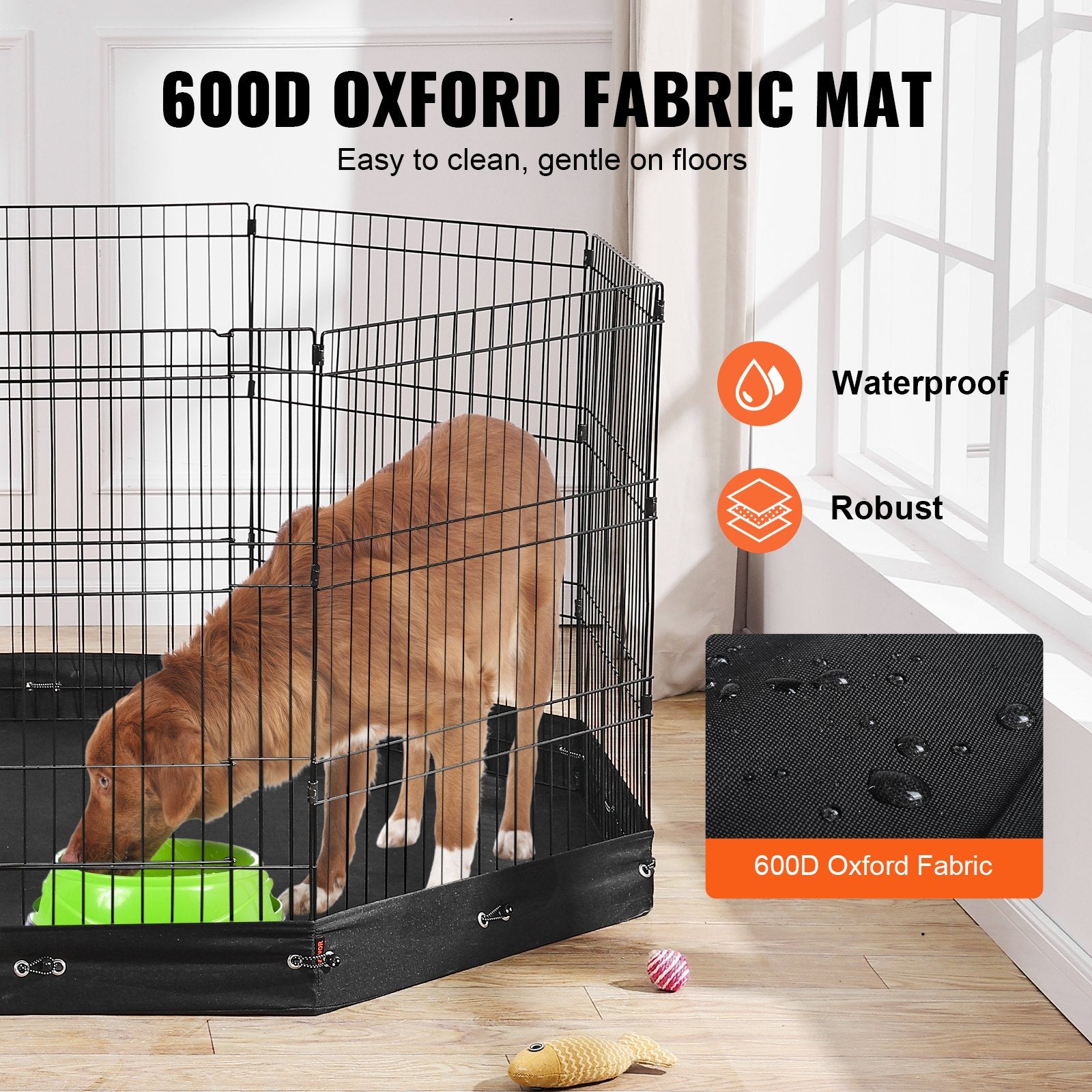 Dog Playpens & Gates: VEVOR Dog Playpen, 8 Pcs 30"H x 24"W Panels Foldable Metal Pet Exercise Pen, Dog Fence Indoor and Outdoor Pen with Door, 600D Oxford Fabric Bottom Pad, Pet Playpen for Dogs, Cats, Other Small Animals
