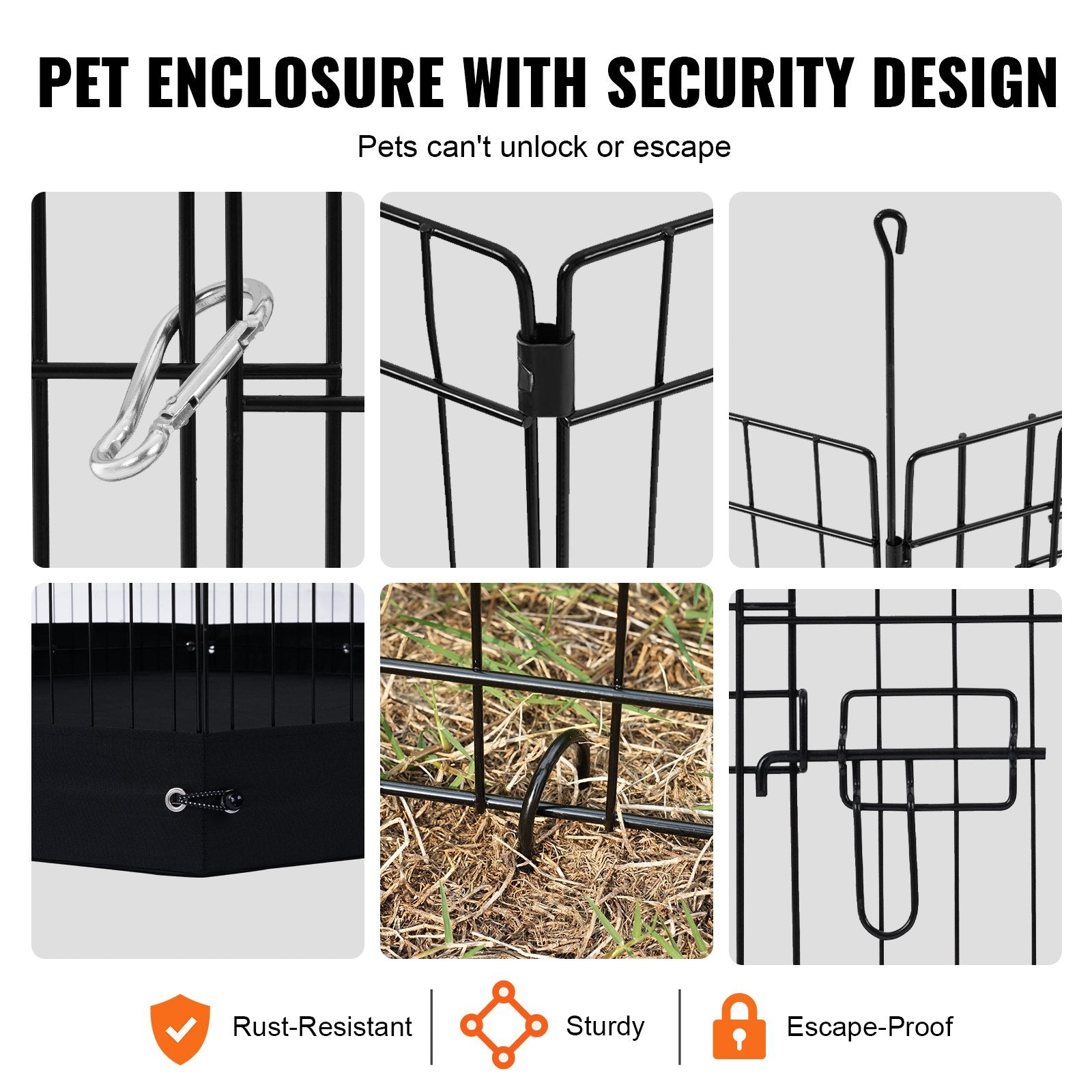 Dog Playpens & Gates: VEVOR Dog Playpen, 8 Pcs 30"H x 24"W Panels Foldable Metal Pet Exercise Pen, Dog Fence Indoor and Outdoor Pen with Door, 600D Oxford Fabric Bottom Pad, Pet Playpen for Dogs, Cats, Other Small Animals
