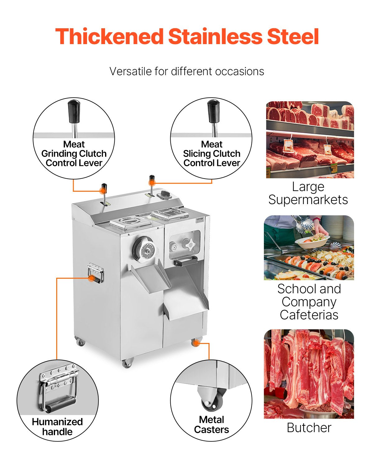 Commercial Electric Meat Grinder Slicer 6.35 kg/Min Sausage Stuffer Maker