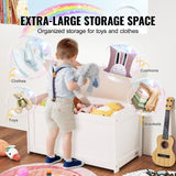 Basketball & Basketball Accessories: VEVOR Kids Toy Storage Bench Wooden Toy Box Chest 32.68 x 17.91 x 24.02" White
