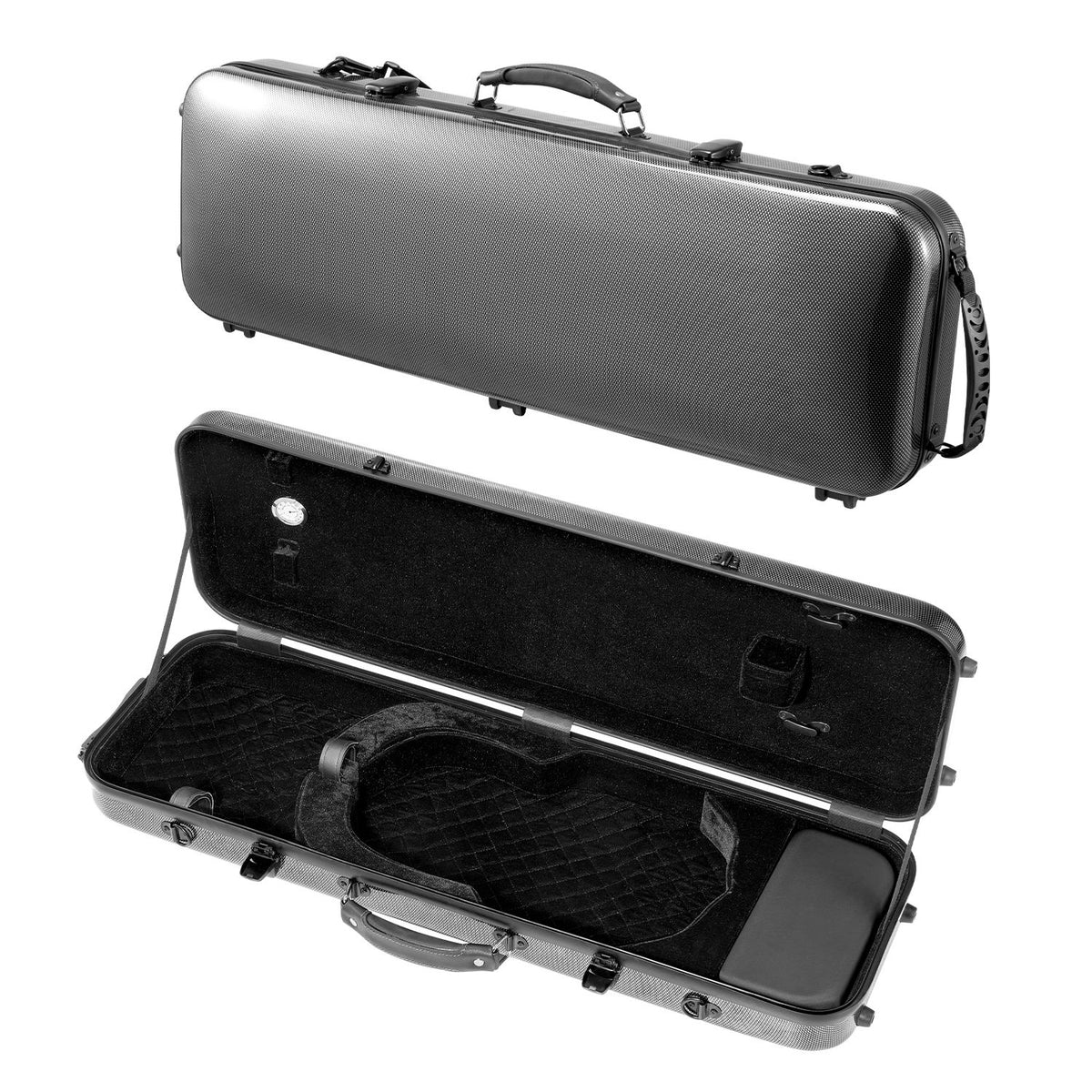 4/4 Full Size Violin Case, Built-in Hygrometer, Lightweight Portable Travel Carrying Bag, with Plush Lining, Shoulder Straps, Anti-Scratch, Professional Oblong Shape, for Violin, Black