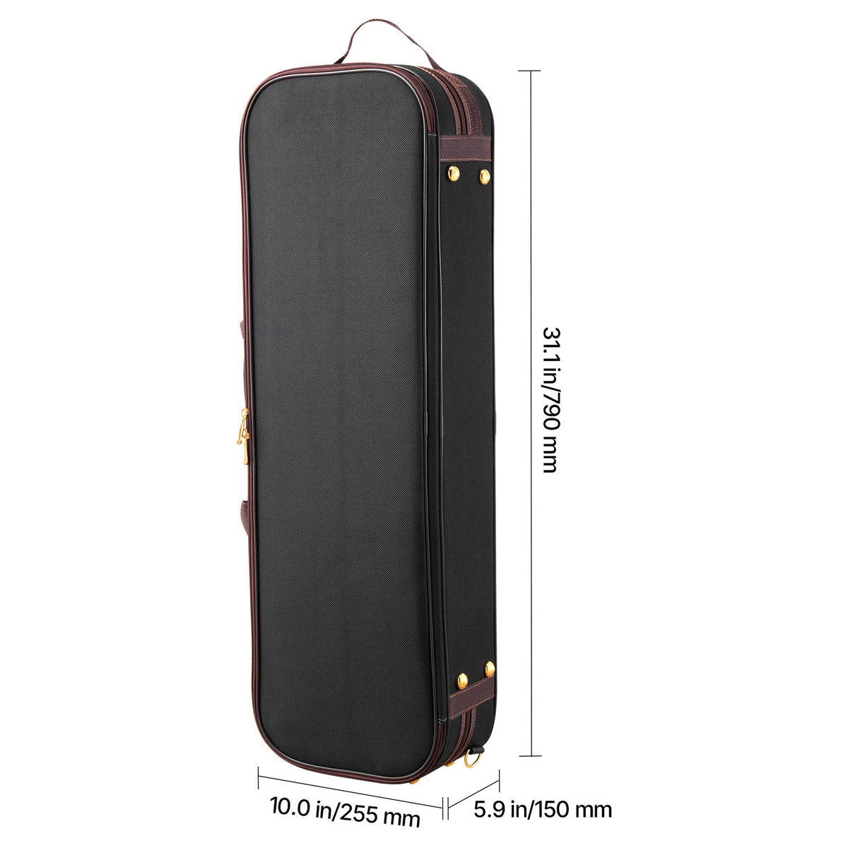 4/4 Full Size Violin Case, Built-in Hygrometer, Lightweight Portable Travel Carrying Bag, with Plush Lining, Shoulder Straps, Anti-Scratch, Professional Oblong Shape, for Violin, Black