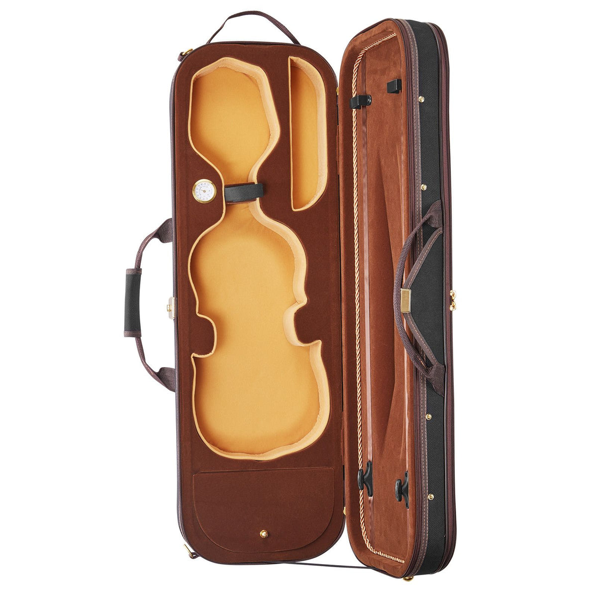 4/4 Full Size Violin Case, Built-in Hygrometer, Lightweight Portable Travel Carrying Bag, with Plush Lining, Shoulder Straps, Anti-Scratch, Professional Oblong Shape, for Violin, Black