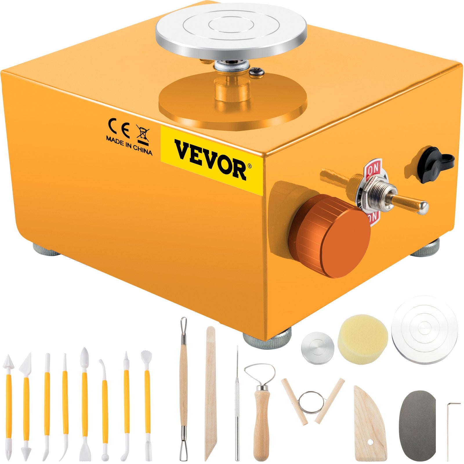 Disposable Cutlery: VEVOR Mini Pottery Wheel, 30W 0-2000 RPM Ceramic Wheel, Adjustable Speed DIY Clay Machines, Electric Sculpting Kits with 3 Turntables Trays and 16pcs Tools for Art Craft Work Molding Gift and Home DIY