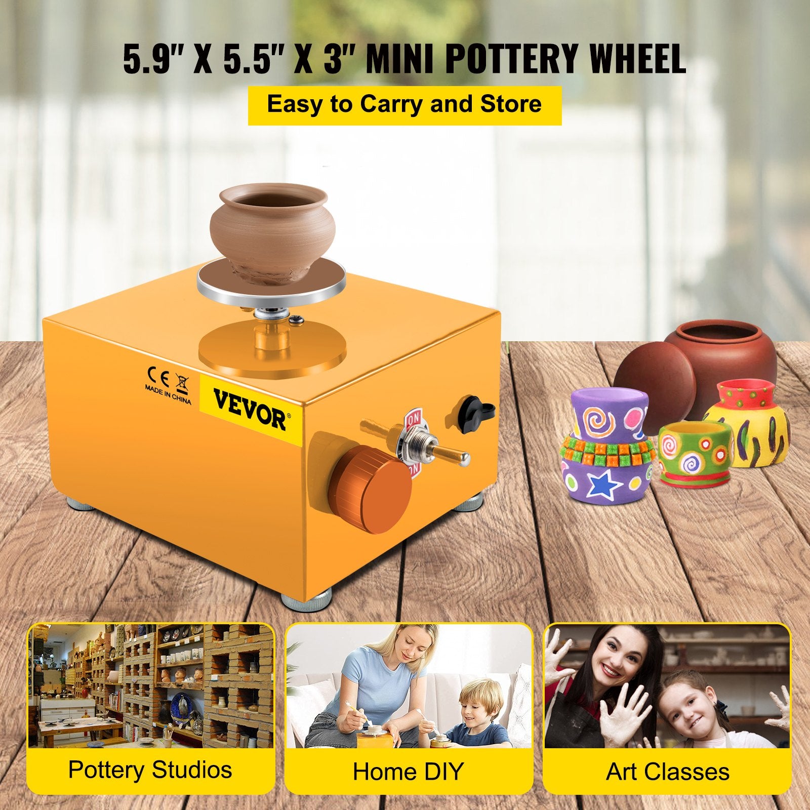 Disposable Cutlery: VEVOR Mini Pottery Wheel, 30W 0-2000 RPM Ceramic Wheel, Adjustable Speed DIY Clay Machines, Electric Sculpting Kits with 3 Turntables Trays and 16pcs Tools for Art Craft Work Molding Gift and Home DIY