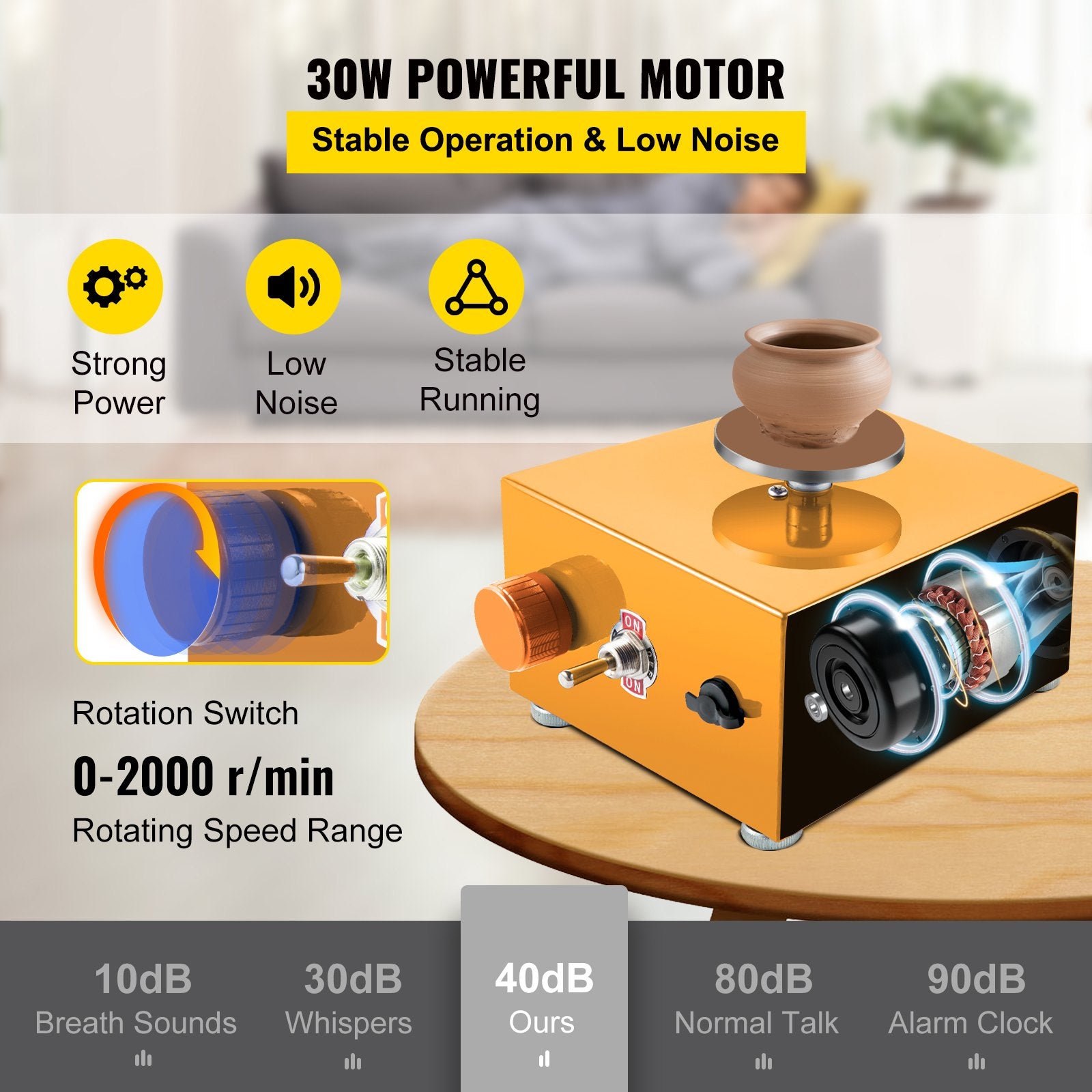 Disposable Cutlery: VEVOR Mini Pottery Wheel, 30W 0-2000 RPM Ceramic Wheel, Adjustable Speed DIY Clay Machines, Electric Sculpting Kits with 3 Turntables Trays and 16pcs Tools for Art Craft Work Molding Gift and Home DIY