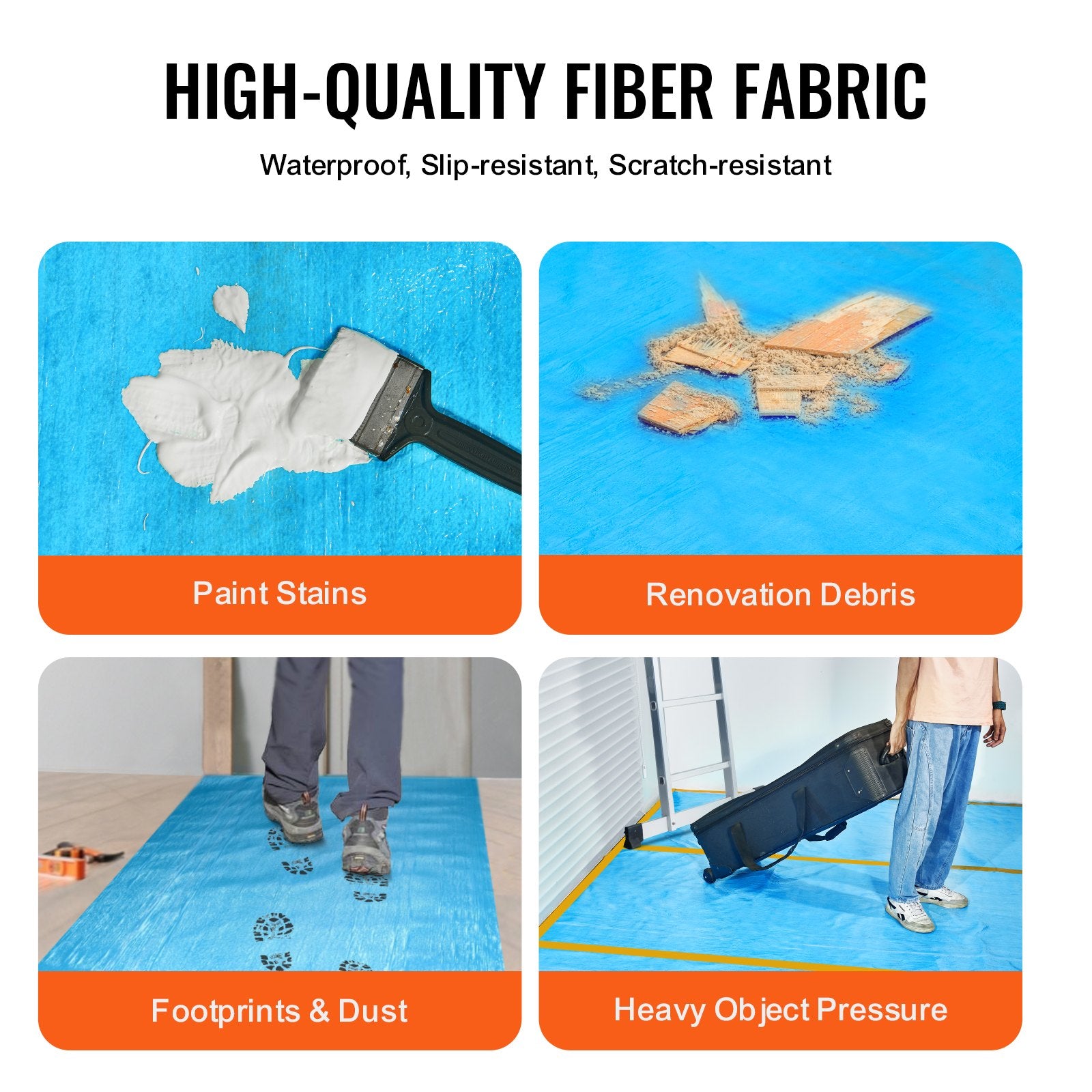 Dog Playpens & Gates: VEVOR Carpet Protection Film, 40" x 84' Floor and Surface Shield, Easy to Cut Simple Installation, Fiber Fabric Car Mat Protection Film Roll for Construction & Renovation,Blue