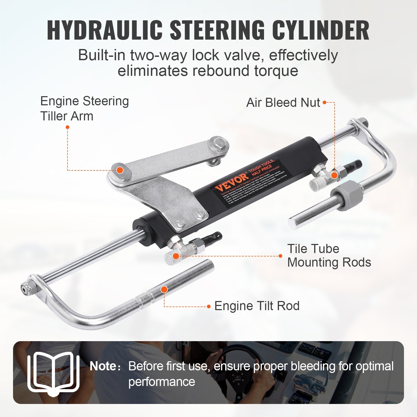 Caravan Accessories: VEVOR Hydraulic Steering Kit 90HP Hydraulic Outboard Steering Kit with Helm Pump Cylinder Marine Steering System Kit