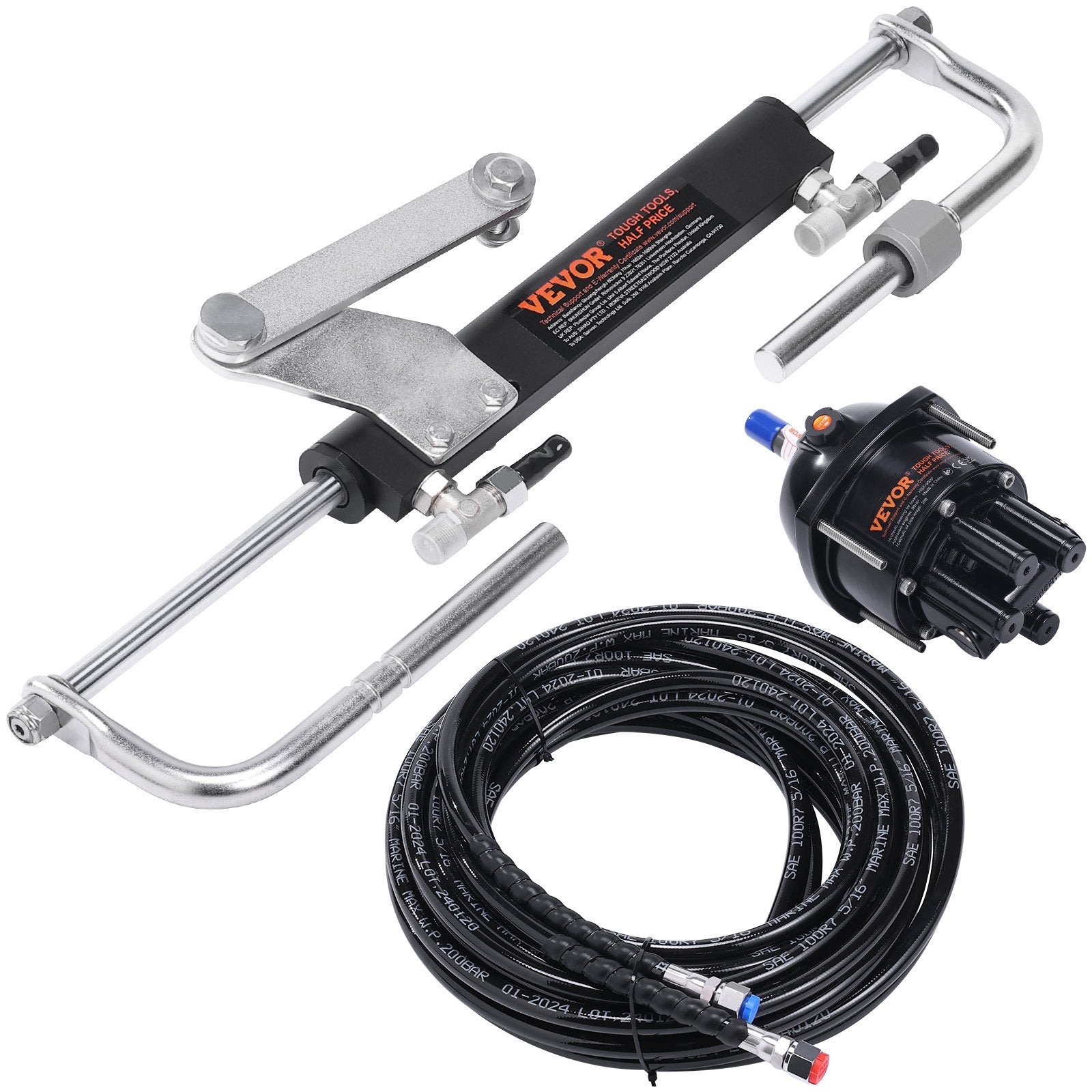 Caravan Accessories: VEVOR Hydraulic Steering Kit 90HP Hydraulic Outboard Steering Kit with Helm Pump Cylinder Marine Steering System Kit