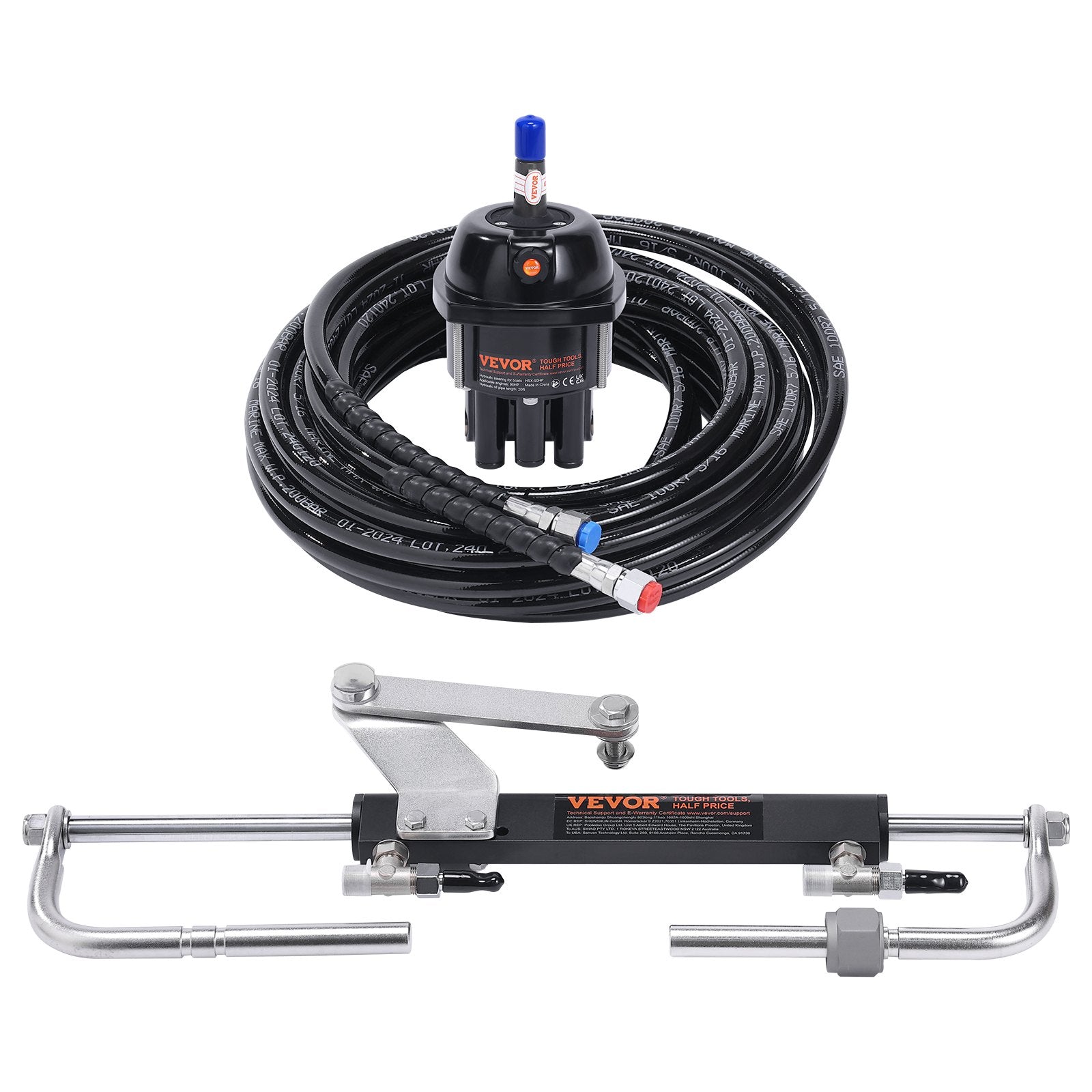 Caravan Accessories: VEVOR Hydraulic Steering Kit 90HP Hydraulic Outboard Steering Kit with Helm Pump Cylinder Marine Steering System Kit