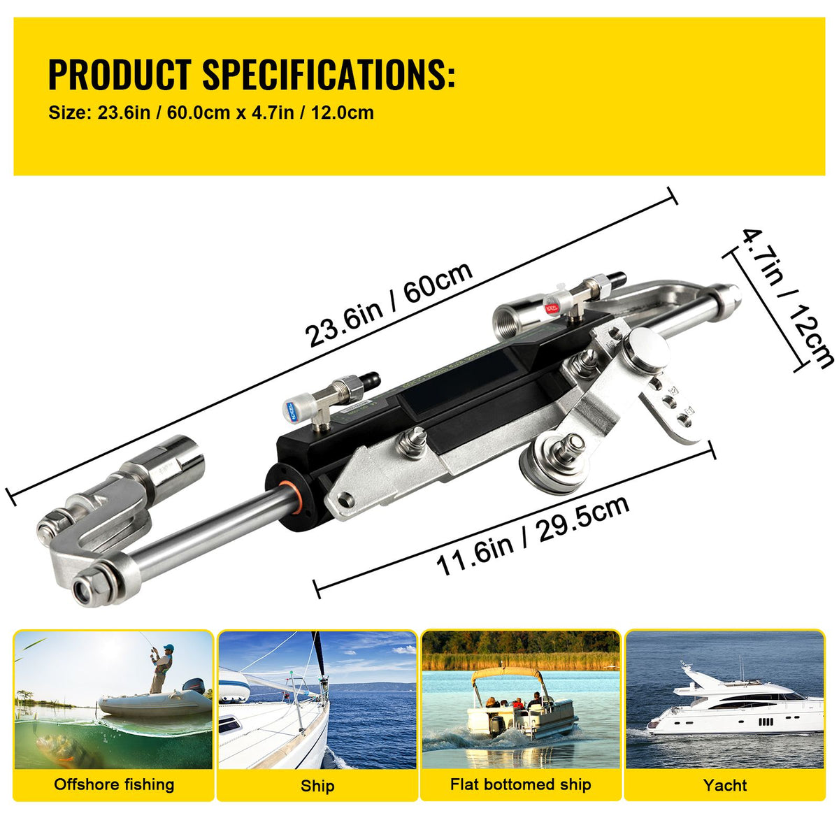 Hydraulic Steering Kit 300HP Hydraulic Steering Compact Cylinder Hydraulic Outboard Steering Kit with Helm Pump for Boat Marine Steering System