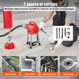 Gardening Tools: VEVOR Drain Cleaner Machine 120FT x 5/8In 370W Sectional Snake Auger Manual Feed