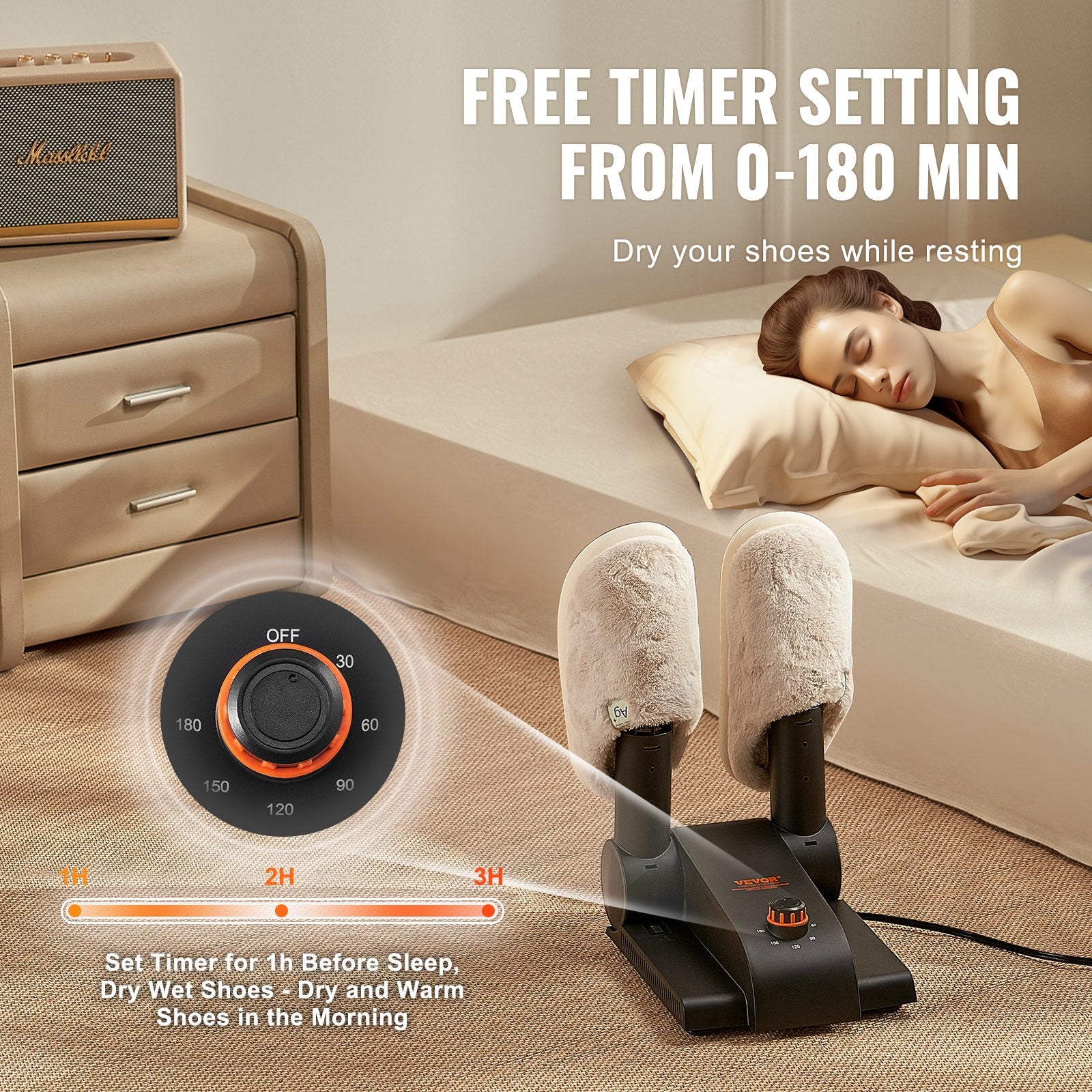 Men's Uggs & Slippers: VEVOR Foldable 2-Tube Shoe Dryer Boot Dryer with Heat Blower Black & Orange