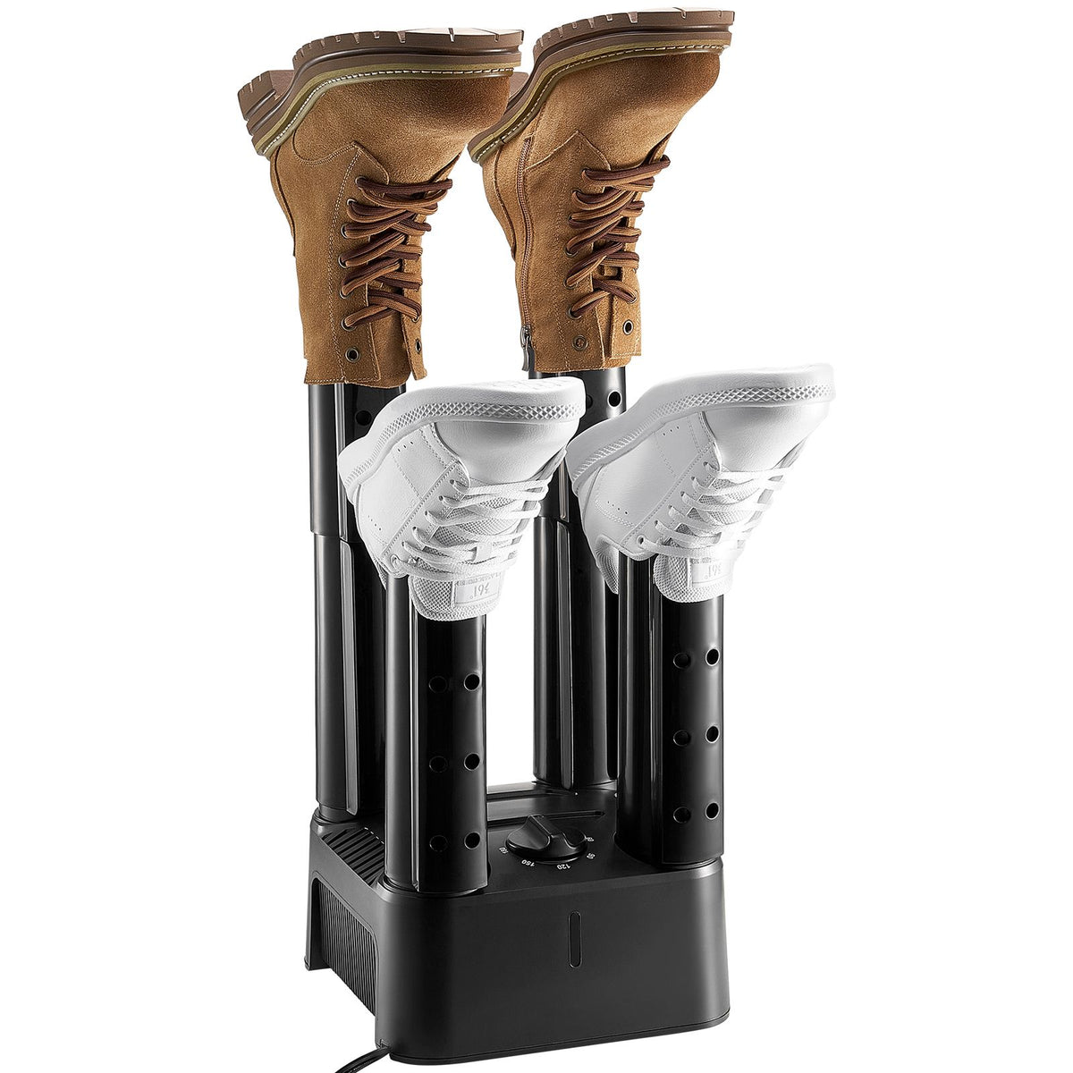 Detachable 4 Tubes Shoe Dryer, Portable Boot Dryer with Timer, Boot Warmers/Dryer with Heat Blower & ABS+PP for Snow Boots, Leather Shoes, Canvas Shoes, Socks, Black & Orange