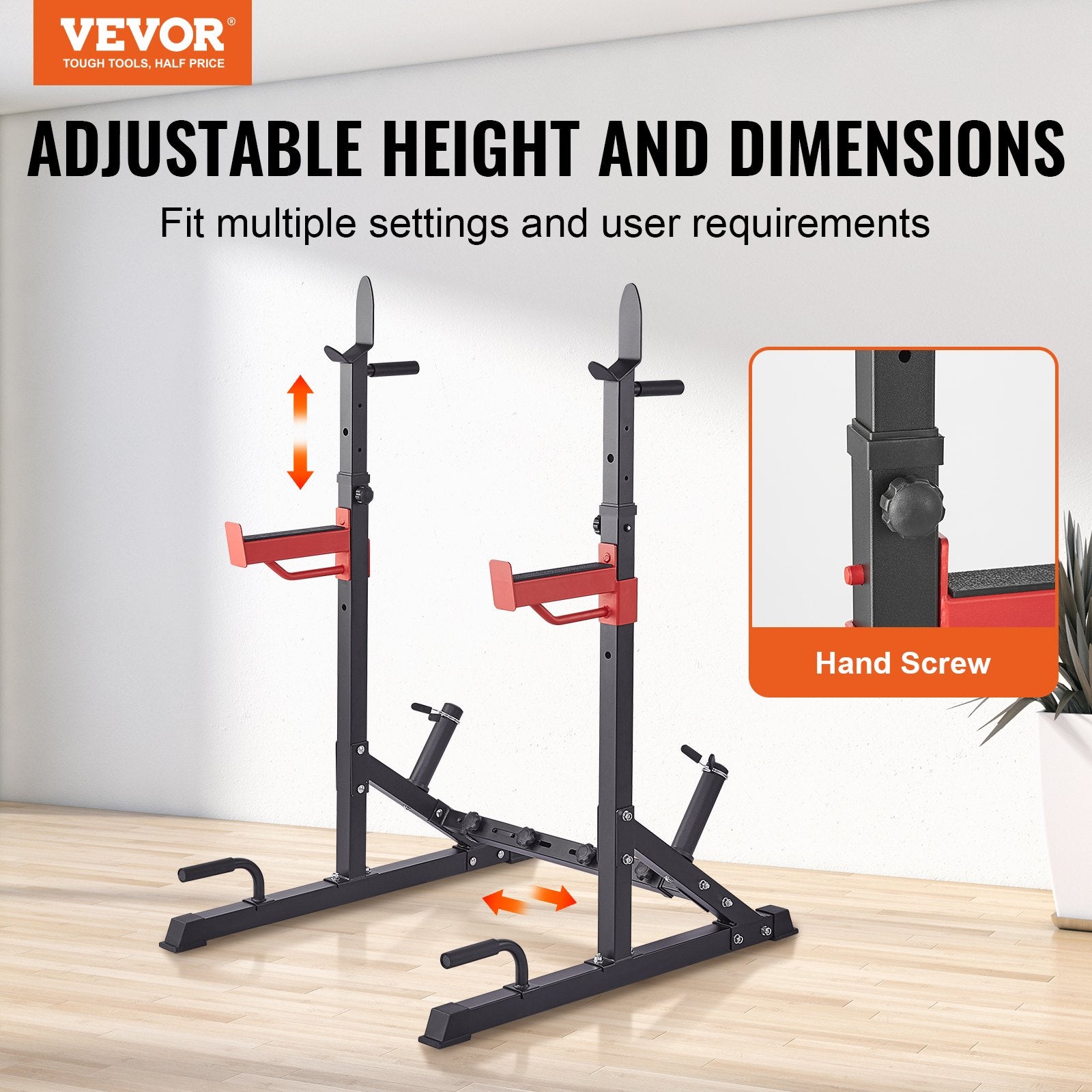 Exercise Benches: VEVOR Squat Power Rack Adjustable Heavy Duty Barbell Weight Bench Press Stand