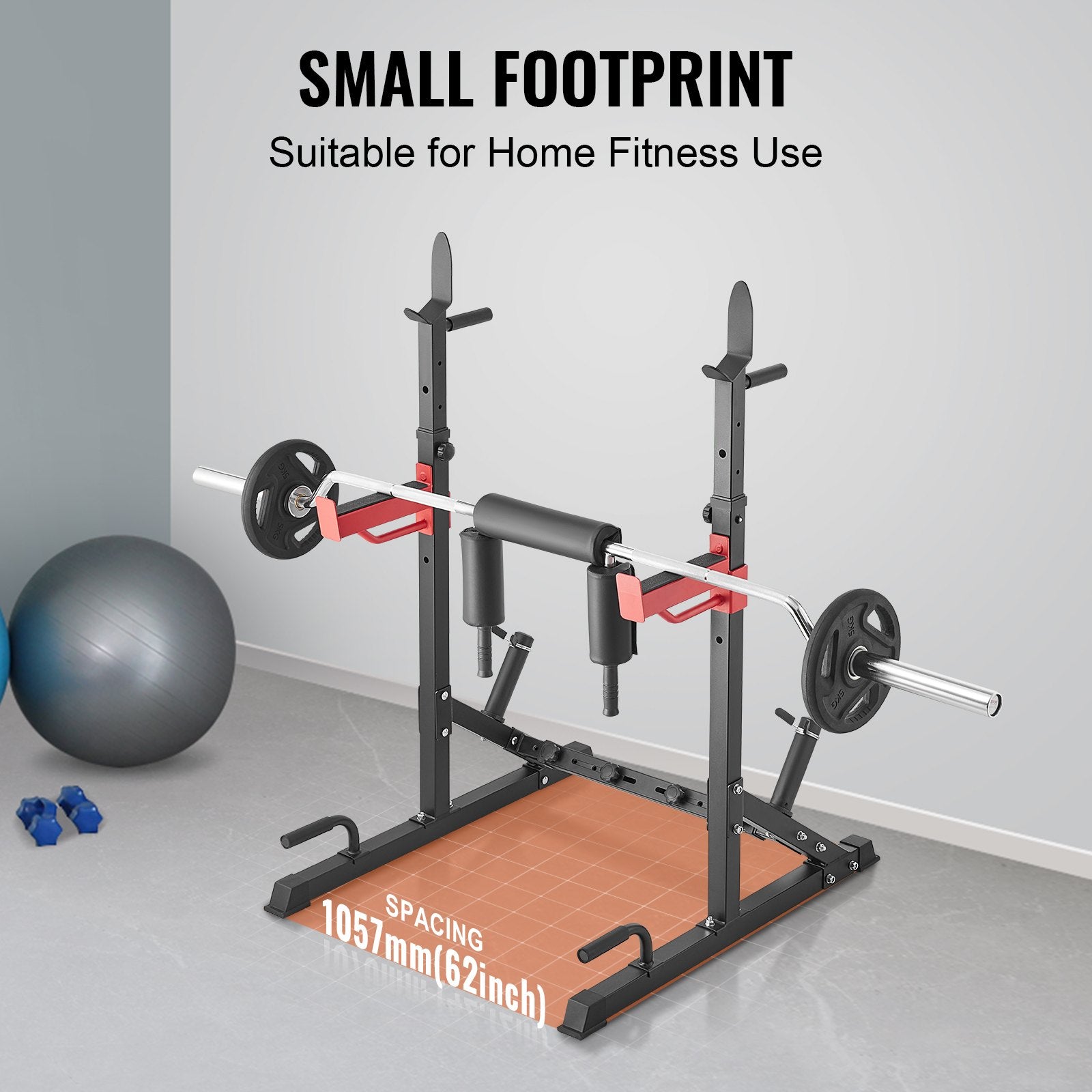 Exercise Benches: VEVOR Squat Power Rack Adjustable Heavy Duty Barbell Weight Bench Press Stand