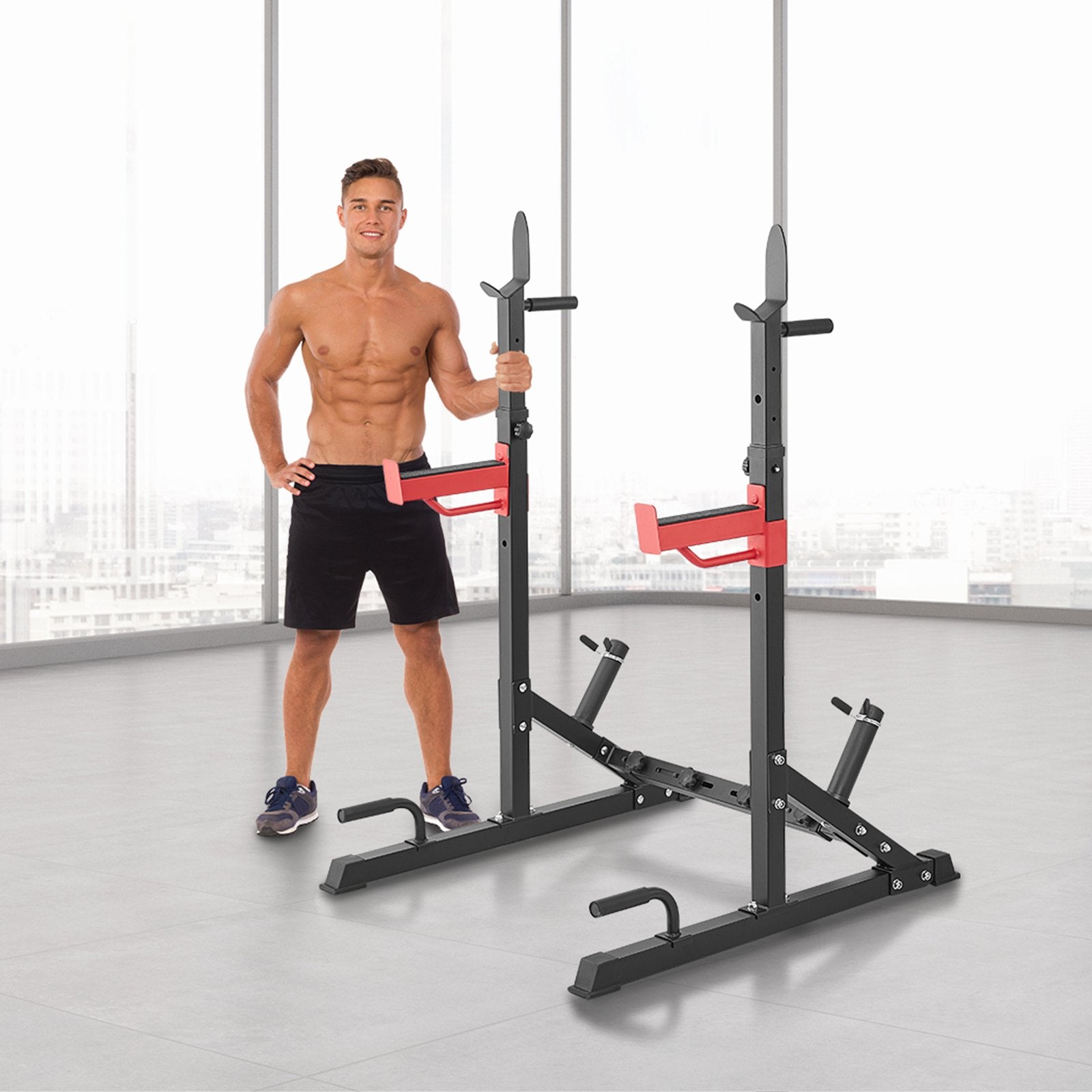 Exercise Benches: VEVOR Squat Power Rack Adjustable Heavy Duty Barbell Weight Bench Press Stand