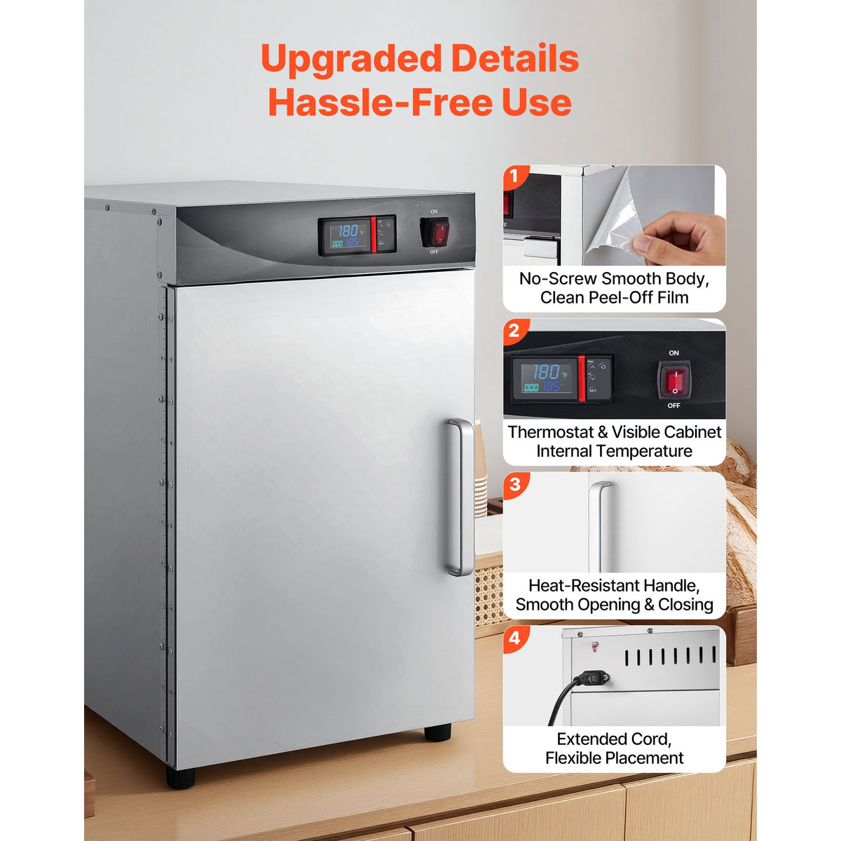 Electric Hot Box Food Warmer, 5-Tier Commercial Warming Cabinet with Water Tray, Single-Door and Adjustable Shelves, Stainless Steel Food Warmer Cabinet, for Restaurant, Kitchen, Pizza, Chicken