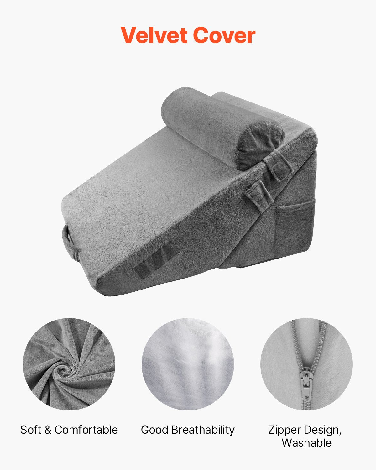 Cat Bowls, Feeders & Waterers: VEVOR Bed Wedge Pillow for Sleeping, 3 Pcs Adjustable Orthopedic Bed Wedge Set, with Washable Cover & Foam Support, Post Surgery Pillow for Acid Reflux, Back Pain, Snoring Relief & GERD, Dark Grey