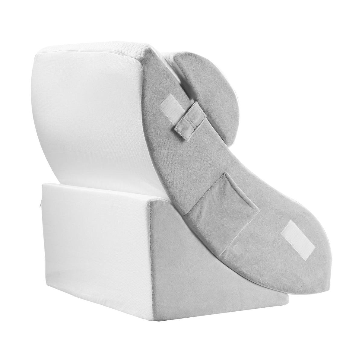 Wedge Pillow for Sleeping, 4 Pcs Adjustable Orthopedic Bed Wedge Set, Support Leg Neck Shoulder, Post Surgery Pillow for Back Pain, Acid Reflux, Snoring Relief, Sitting up in Bed, White/Grey