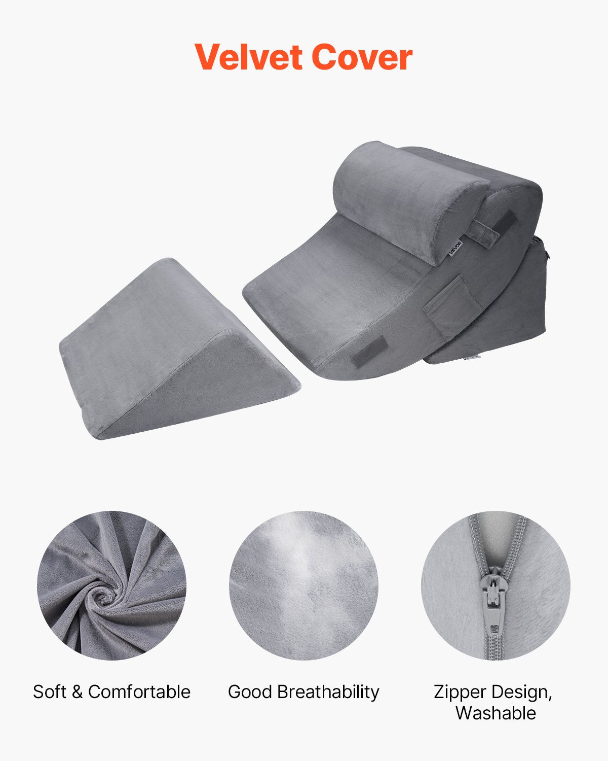 Cat Bowls, Feeders & Waterers: VEVOR Wedge Pillow for Sleeping, 4 Pcs Adjustable Orthopedic Bed Wedge Set, Support Leg Neck Shoulder, Post Surgery Pillow for Back Pain, Acid Reflux, Snoring Relief, Sitting up in Bed, Dark Grey