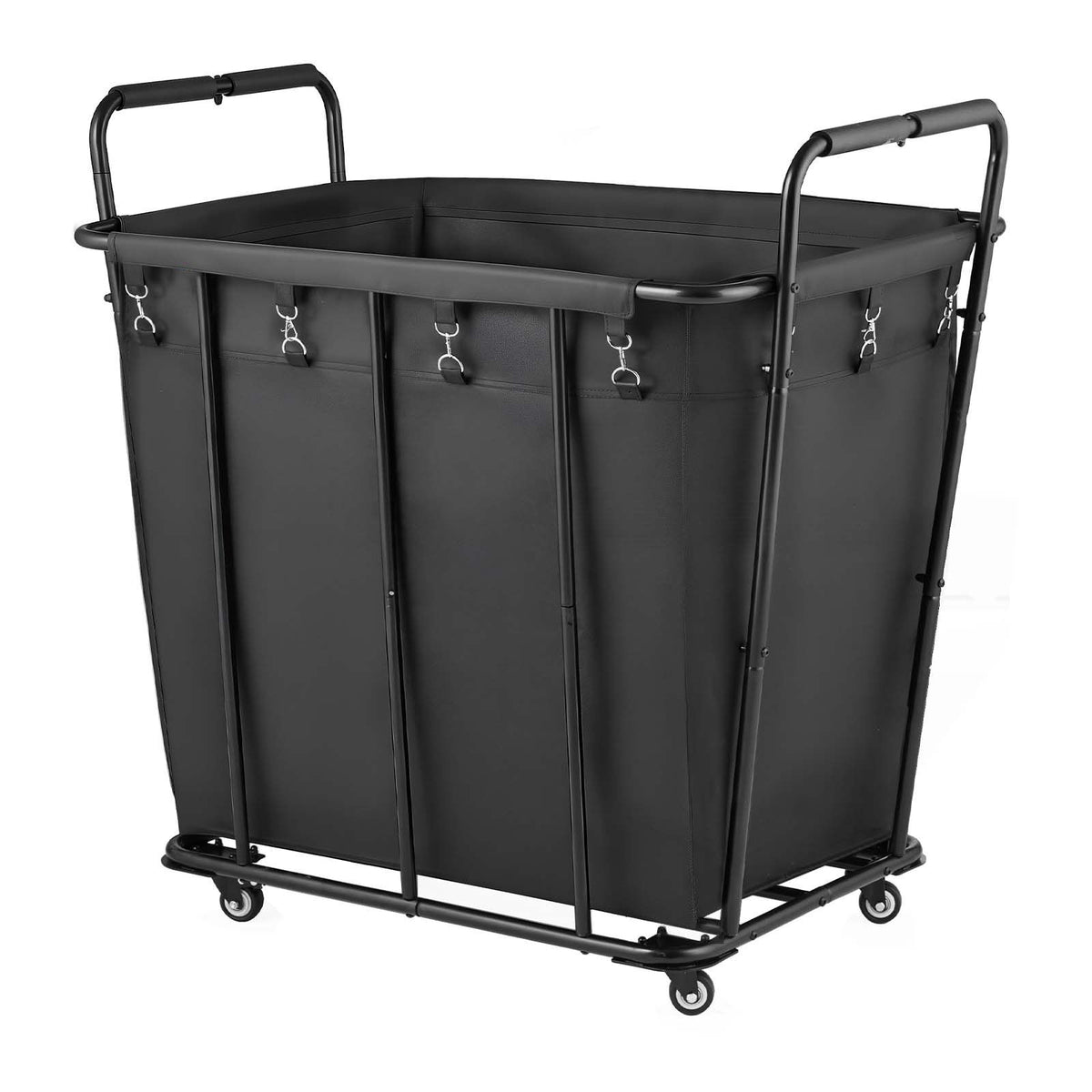Laundry Cart, Rolling Grocery Utility Cart with Waterproof Liner & Swivel Wheels, 118 KG Large Load Capacity, Heavy Duty Shopping Basket for Laundry, Shopping, Camping, Grocery, Luggage, Black