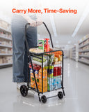 Cat Scratchers: VEVOR Shopping Cart, Folding Grocery Utility Cart with Swivel Wheels, 40.8 kg Large Load Capacity, Heavy Duty Rolling Laundry Basket Butler for Laundry, Shopping, Camping, Grocery, Luggage, Black