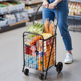 Cat Scratchers: VEVOR Shopping Cart, Folding Grocery Utility Cart with Swivel Wheels, 40.8 kg Large Load Capacity, Heavy Duty Rolling Laundry Basket Butler for Laundry, Shopping, Camping, Grocery, Luggage, Black