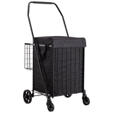 Cat Scratchers: VEVOR Shopping Cart, Folding Grocery Utility Cart with Dual Baskets, Waterproof Liner & Wheels, 45 KG Large Load Capacity, Heavy Duty Laundry Basket for Laundry, Shopping, Camping, Grocery, Luggage
