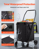 Cat Scratchers: VEVOR Shopping Cart, Folding Grocery Utility Cart with Dual Baskets, Waterproof Liner & Wheels, 45 KG Large Load Capacity, Heavy Duty Laundry Basket for Laundry, Shopping, Camping, Grocery, Luggage