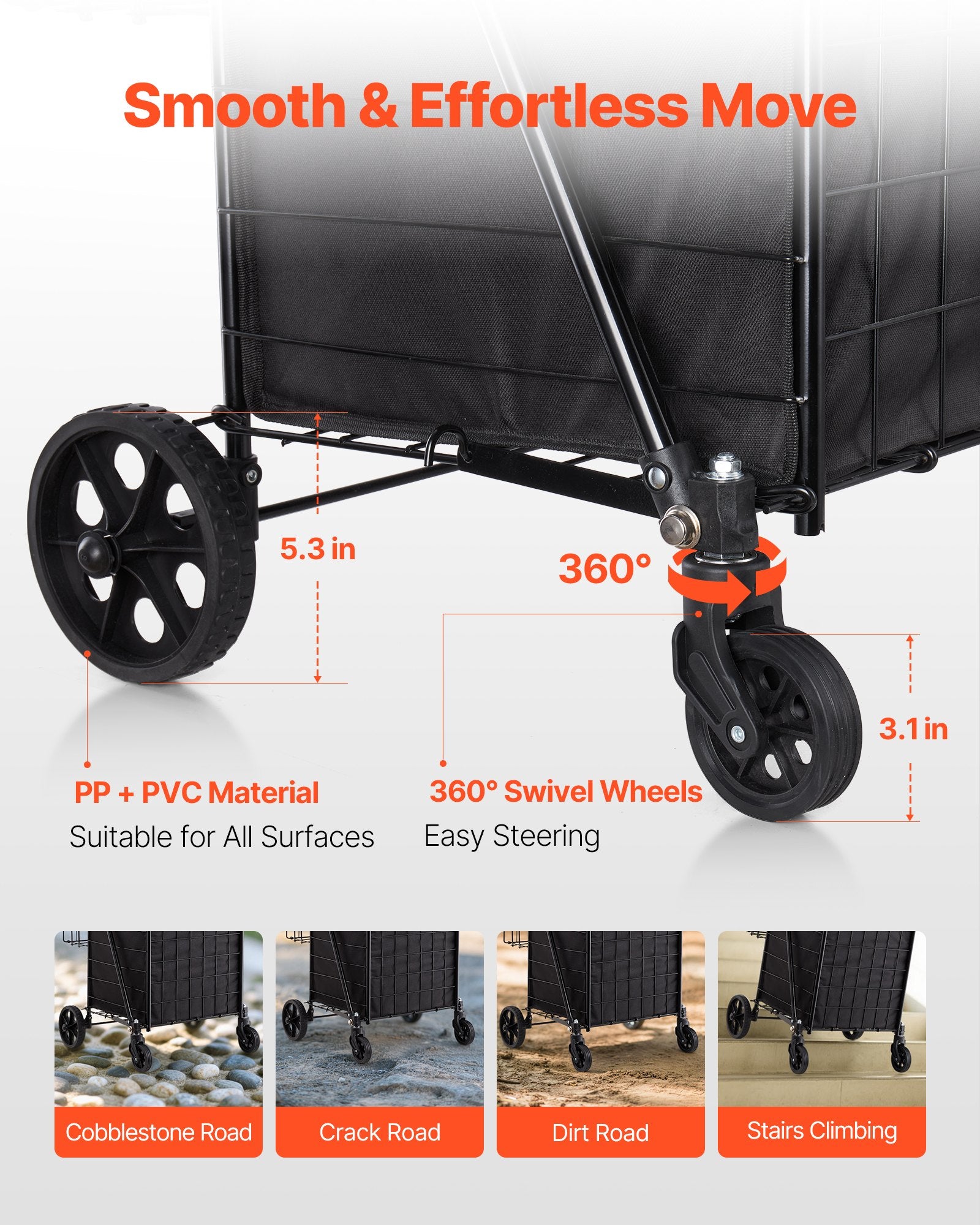 Cat Scratchers: VEVOR Shopping Cart, Folding Grocery Utility Cart with Dual Baskets, Waterproof Liner & Wheels, 45 KG Large Load Capacity, Heavy Duty Laundry Basket for Laundry, Shopping, Camping, Grocery, Luggage
