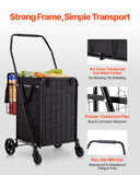 Cat Scratchers: VEVOR Shopping Cart, Folding Grocery Utility Cart with Dual Baskets, Waterproof Liner & Wheels, 45 KG Large Load Capacity, Heavy Duty Laundry Basket for Laundry, Shopping, Camping, Grocery, Luggage