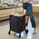 Cat Scratchers: VEVOR Shopping Cart, Folding Grocery Utility Cart with Dual Baskets, Waterproof Liner & Wheels, 45 KG Large Load Capacity, Heavy Duty Laundry Basket for Laundry, Shopping, Camping, Grocery, Luggage