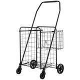 Cat Scratchers: VEVOR Shopping Cart, Folding Grocery Utility Cart with Dual Baskets, Waterproof Liner & Wheels, 45 KG Large Load Capacity, Heavy Duty Laundry Basket for Laundry, Shopping, Camping, Grocery, Luggage