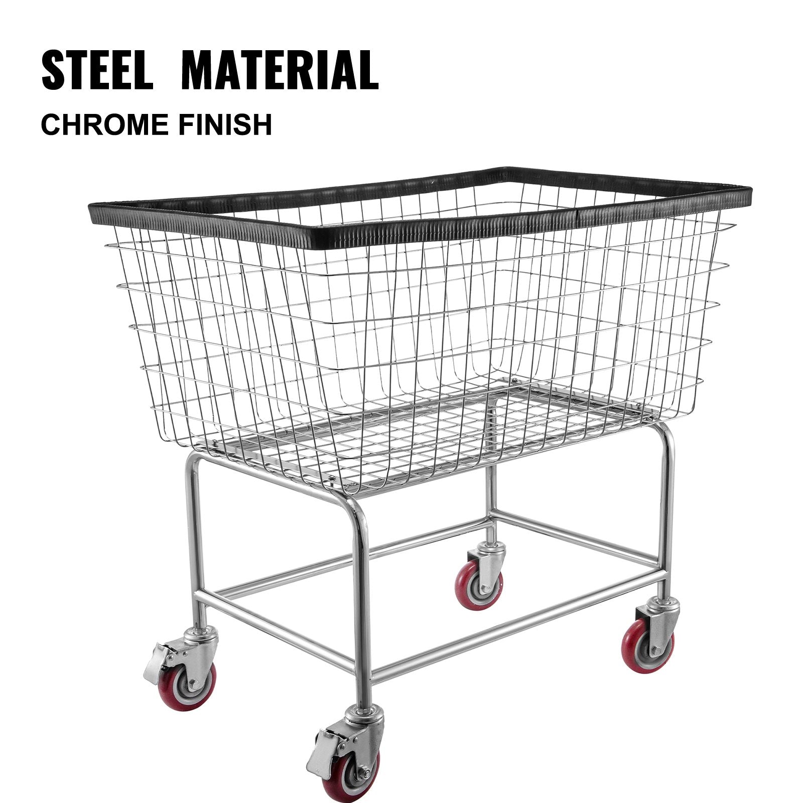 Clothing & Wardrobe Storage: VEVOR Wire Laundry Cart Wire Laundry Basket 4.5 Bushel Heavy Duty w/ 5'' Wheels