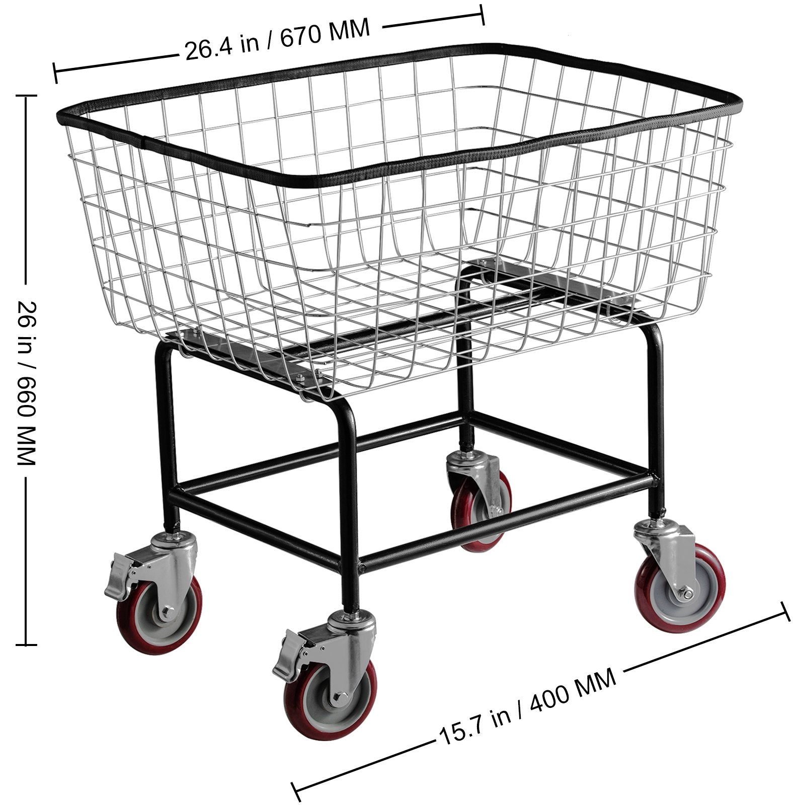 Clothing & Wardrobe Storage: VEVOR Wire Laundry Cart Wire Laundry Basket 4.5 Bushel Heavy Duty w/ 5'' Wheels