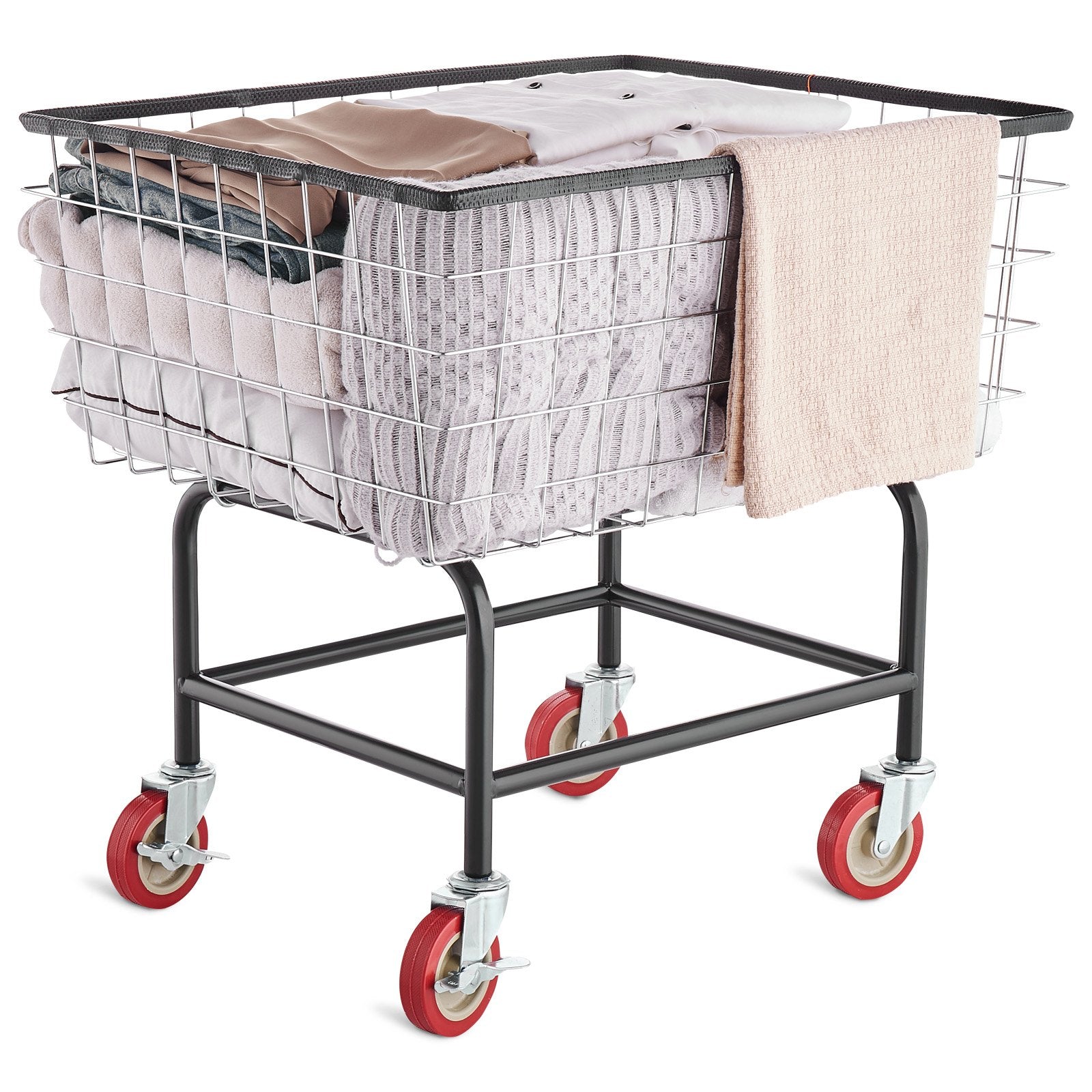 Laundry Baskets: VEVOR Wire Laundry Cart Wire Laundry Basket 2.8 Bushel Heavy Duty w/ 4'' Wheels