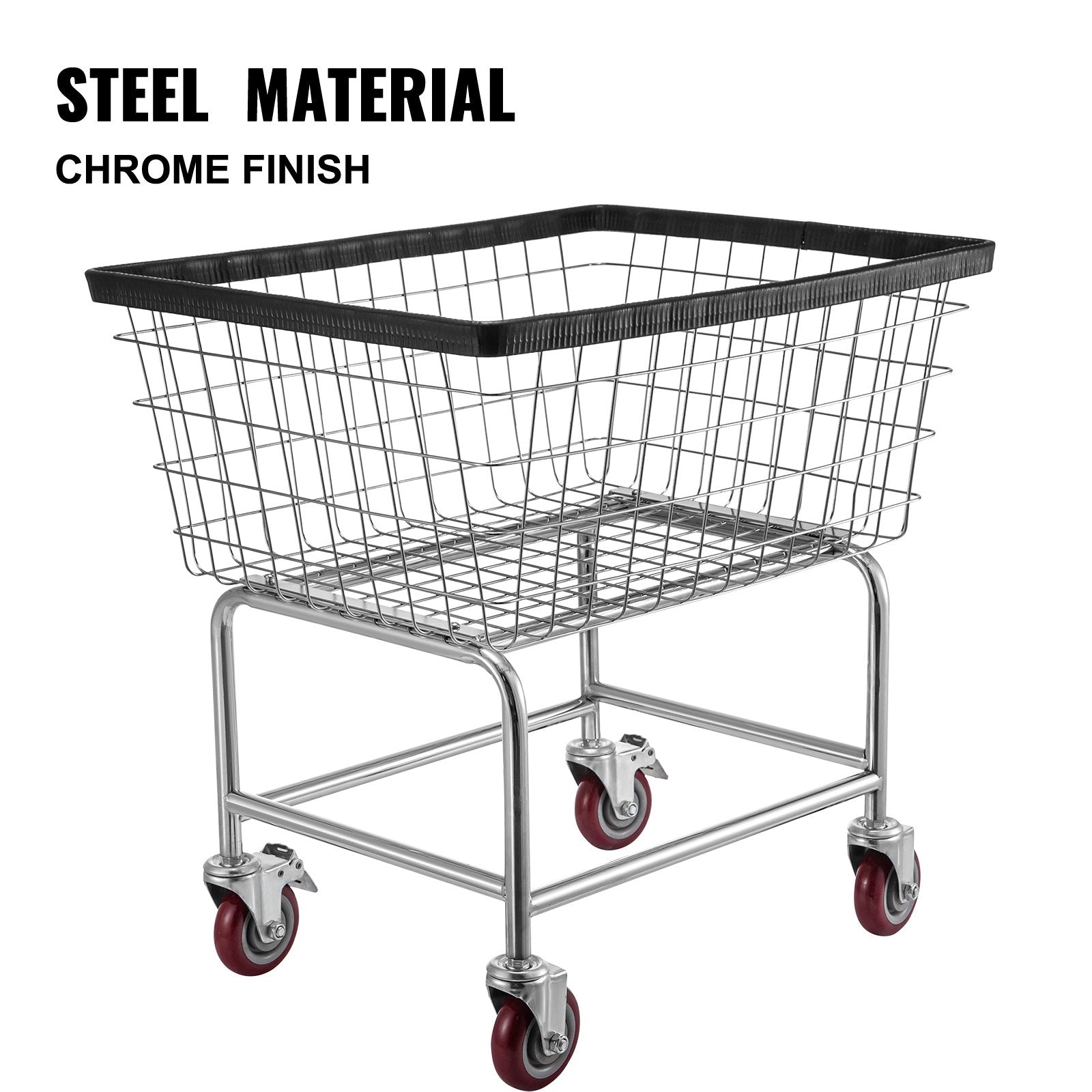 Laundry Baskets: VEVOR Wire Laundry Cart Wire Laundry Basket 2.8 Bushel Heavy Duty w/ 4'' Wheels
