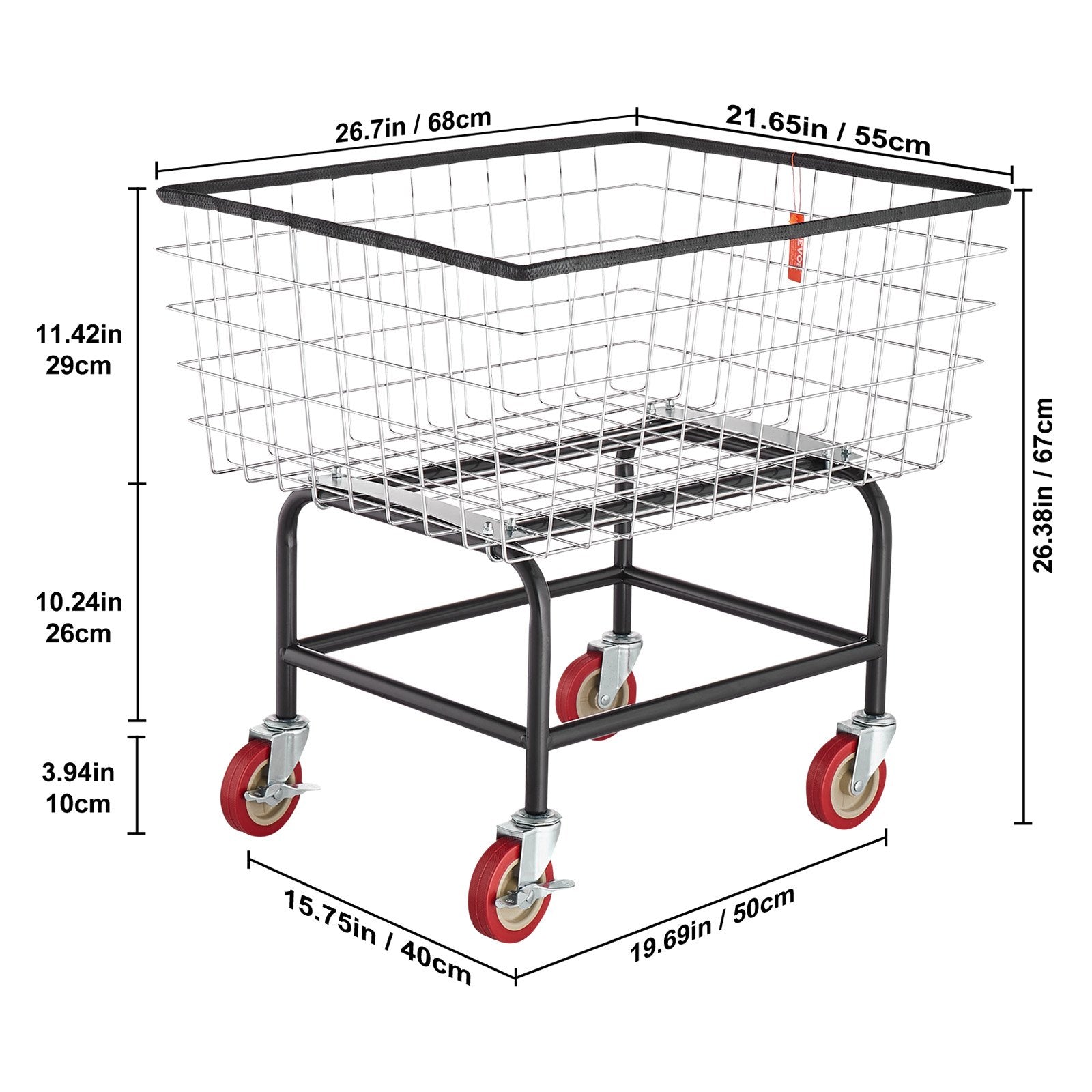 Laundry Baskets: VEVOR Wire Laundry Cart Wire Laundry Basket 2.8 Bushel Heavy Duty w/ 4'' Wheels