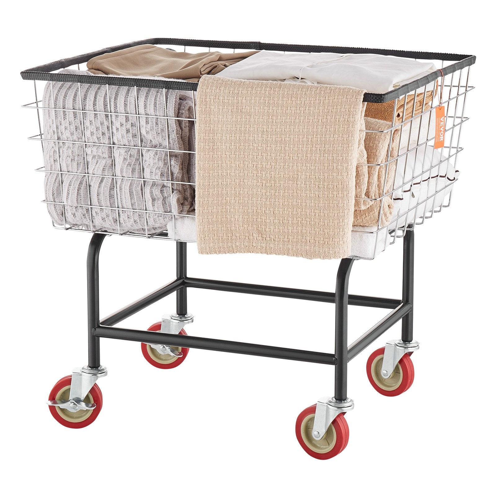 Laundry Baskets: VEVOR Wire Laundry Cart Wire Laundry Basket 2.8 Bushel Heavy Duty w/ 4'' Wheels