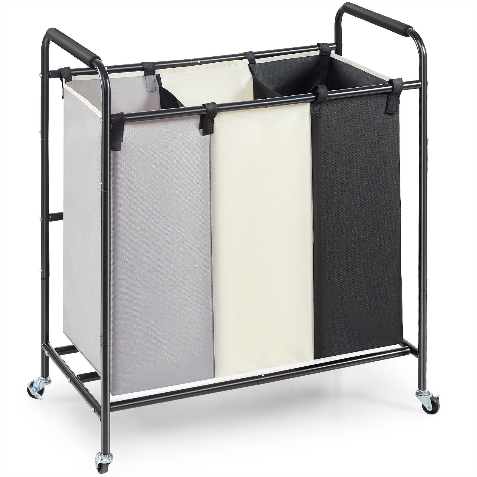 Laundry Storage: VEVOR 3-Section Laundry Basket, Heavy Duty Laundry Hamper Storage Organizer, Laundry Sorter Cart with Heavy Duty Lockable Wheels for Dirty Clothes in Laundry Room Bedroom