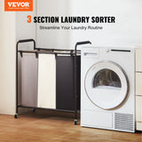 Laundry Storage: VEVOR 3-Section Laundry Basket, Heavy Duty Laundry Hamper Storage Organizer, Laundry Sorter Cart with Heavy Duty Lockable Wheels for Dirty Clothes in Laundry Room Bedroom