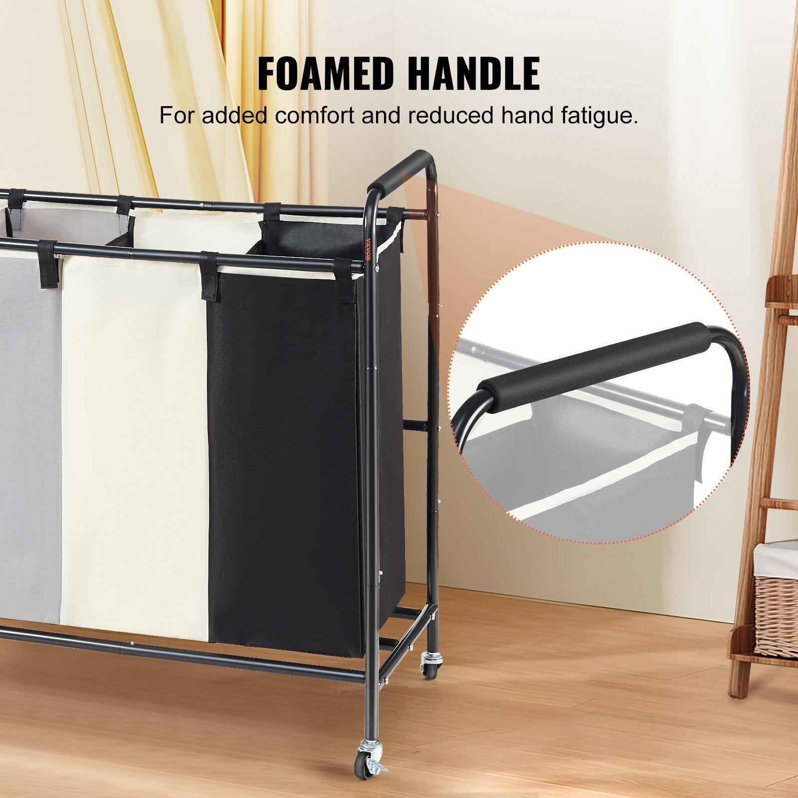 Laundry Storage: VEVOR 3-Section Laundry Basket, Heavy Duty Laundry Hamper Storage Organizer, Laundry Sorter Cart with Heavy Duty Lockable Wheels for Dirty Clothes in Laundry Room Bedroom